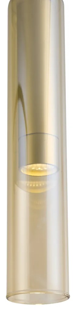 Spot modern auriu cu sticlă ambră pentru sistem de șină monofazat - Slimline Loyce