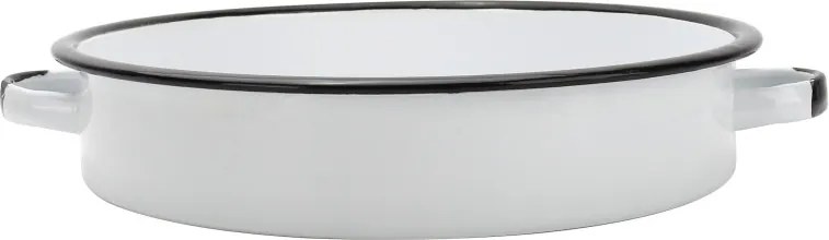Tava rotunda emailata cu manere Rosberg R51222PR16, Ø16x4,5 cm, Alba