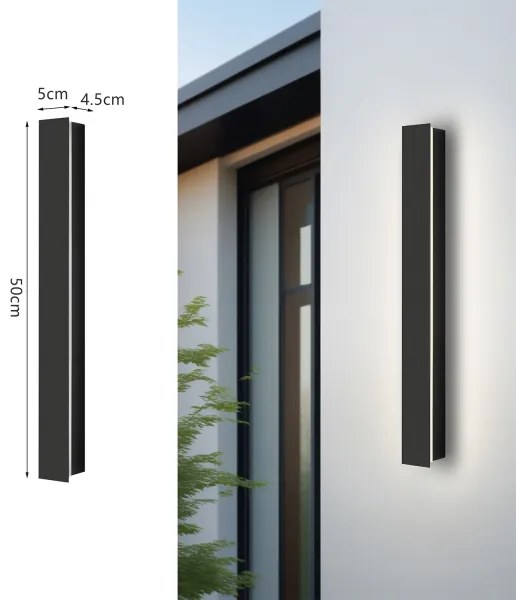 Brilagi - Aplica LED exterior LINEAR, 12W, 230V, 3000K, IP65, negru