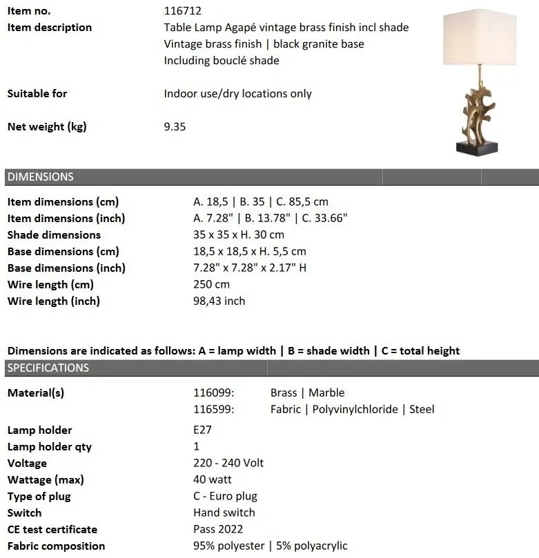 Veioza, Lampa de masa design LUX Agape