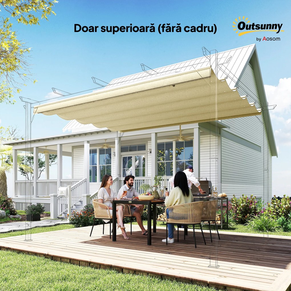 Outsunny Copertină de Schimb pentru Pergolă de Grădină cu 10 Orificii de Drenaj, Acoperire din Poliester, 250x255 cm, Gri | Aosom Romania