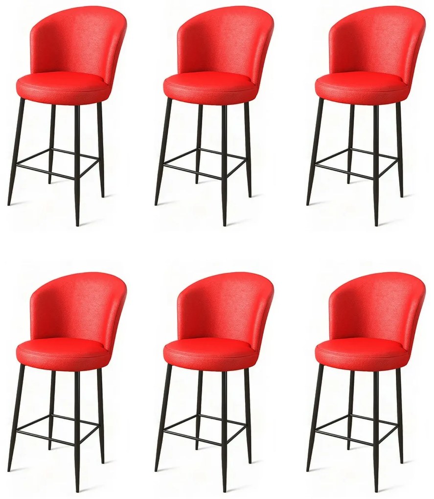 Set de scaune de bar Uras Red and Black, 6 buc., 6 buc.