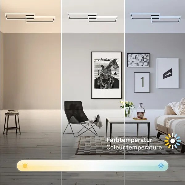 Briloner 3761015 - Lampă LED de tavan cu dimmer LED/45W/230V 2700-6500K+telecomandă neagră