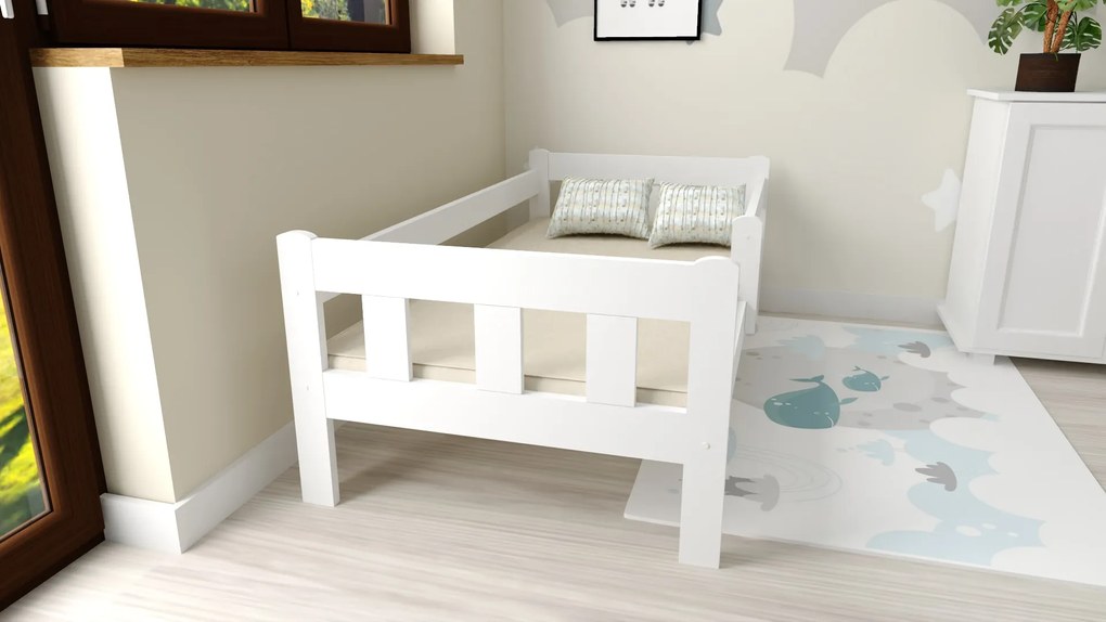 Pat pentru copii NESTY 90 x 200 cm, alb Saltea: Saltea Coco Maxi 20 cm, Somiera: fara somiera