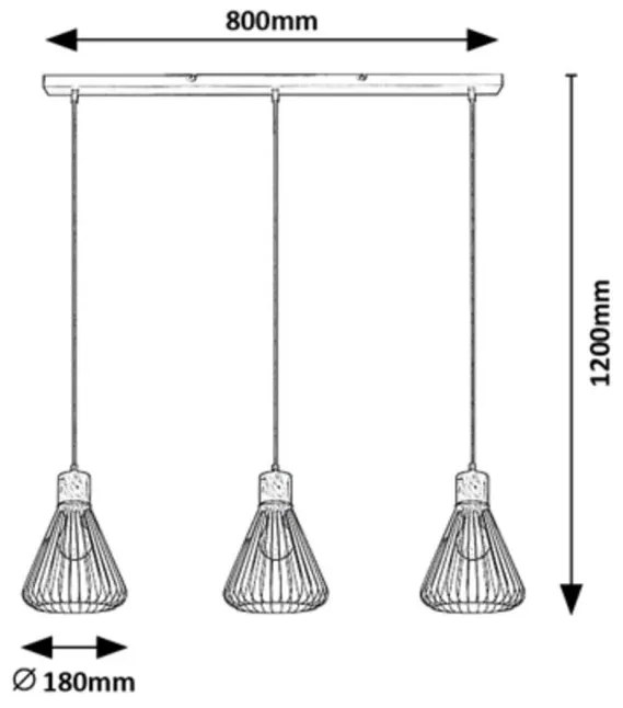 Lustra cu 3 pendule design industrial Farfalle negru