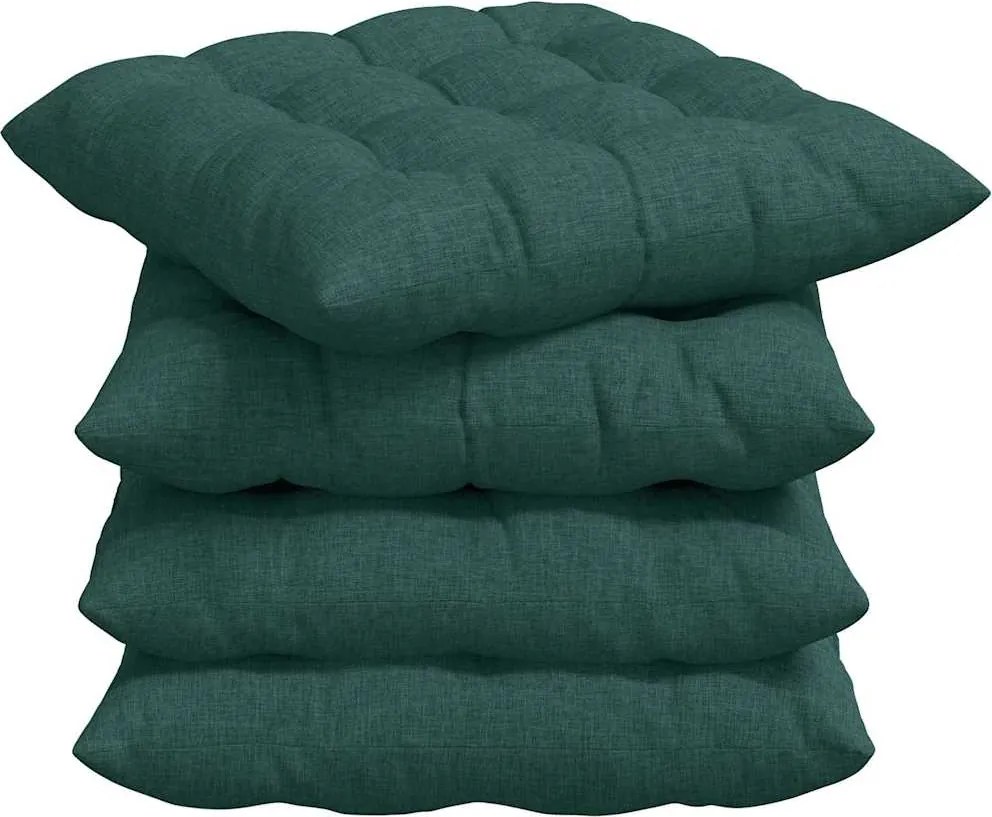 vidaXL Perne de Șezut 4 pcs Verde închis 40 x 40 x 6 cm țesătură