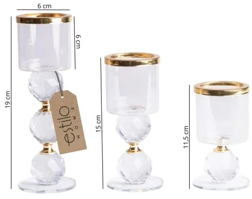 Set de 3 sfeșnice aurii