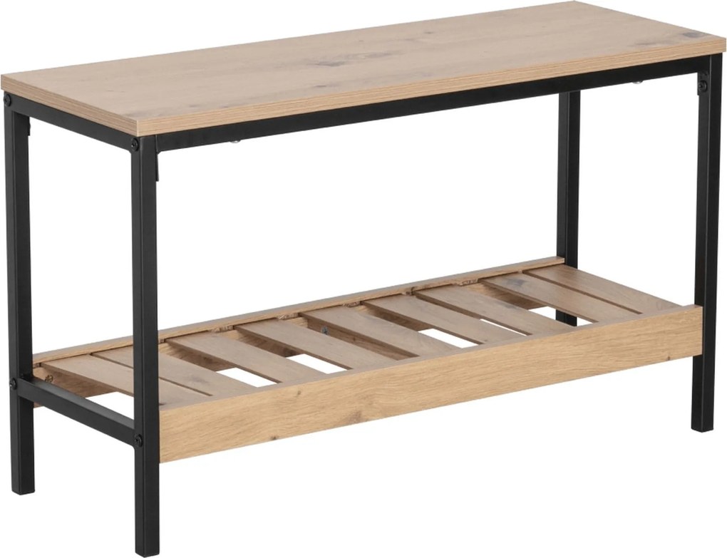 Pantofar REST, stejar/negru, DTD laminat/metal, 70x26x42 cm