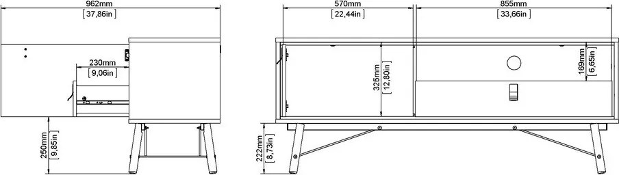 Comodă TV în culoare naturală cu aspect de lemn de stejar 150x60x40 cm Ry – Tvilum
