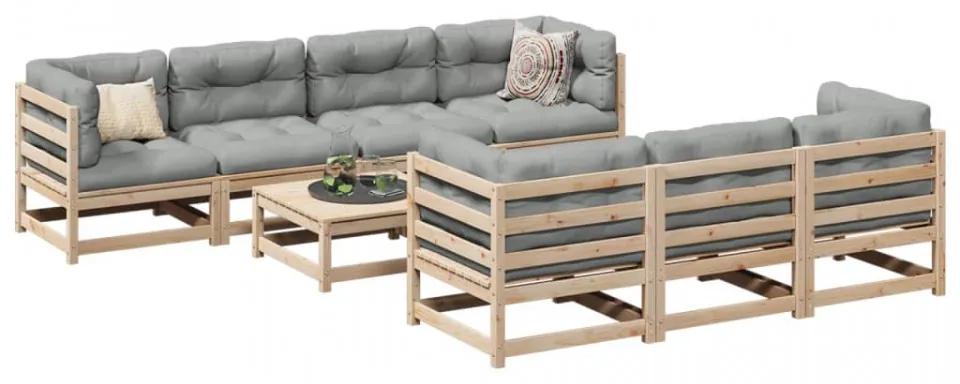 Set canapea de grădină cu perne, 8 piese, lemn masiv de pin