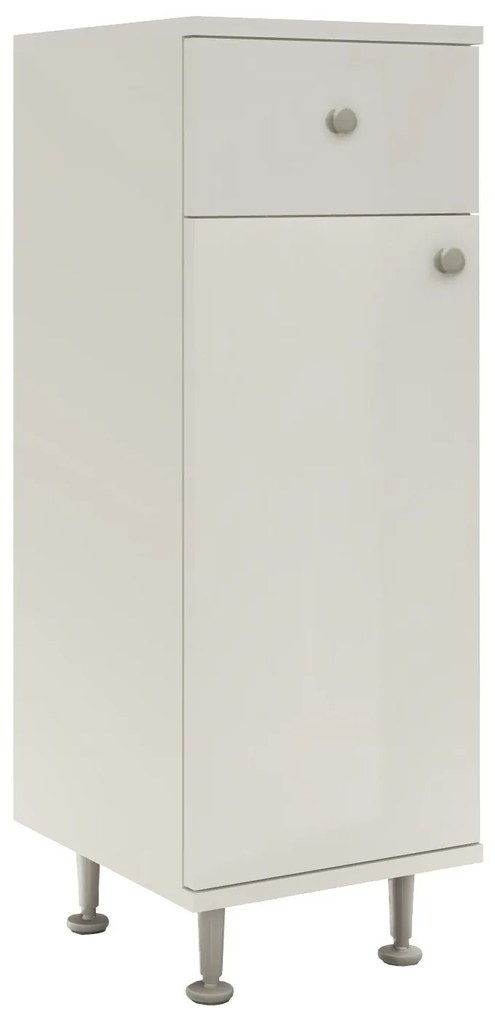 Corp Baie Zaria, 1 Sertar, 1 Usa, Alb lucios/Alb, MDF, L 30 x l 35 x H 85 cm