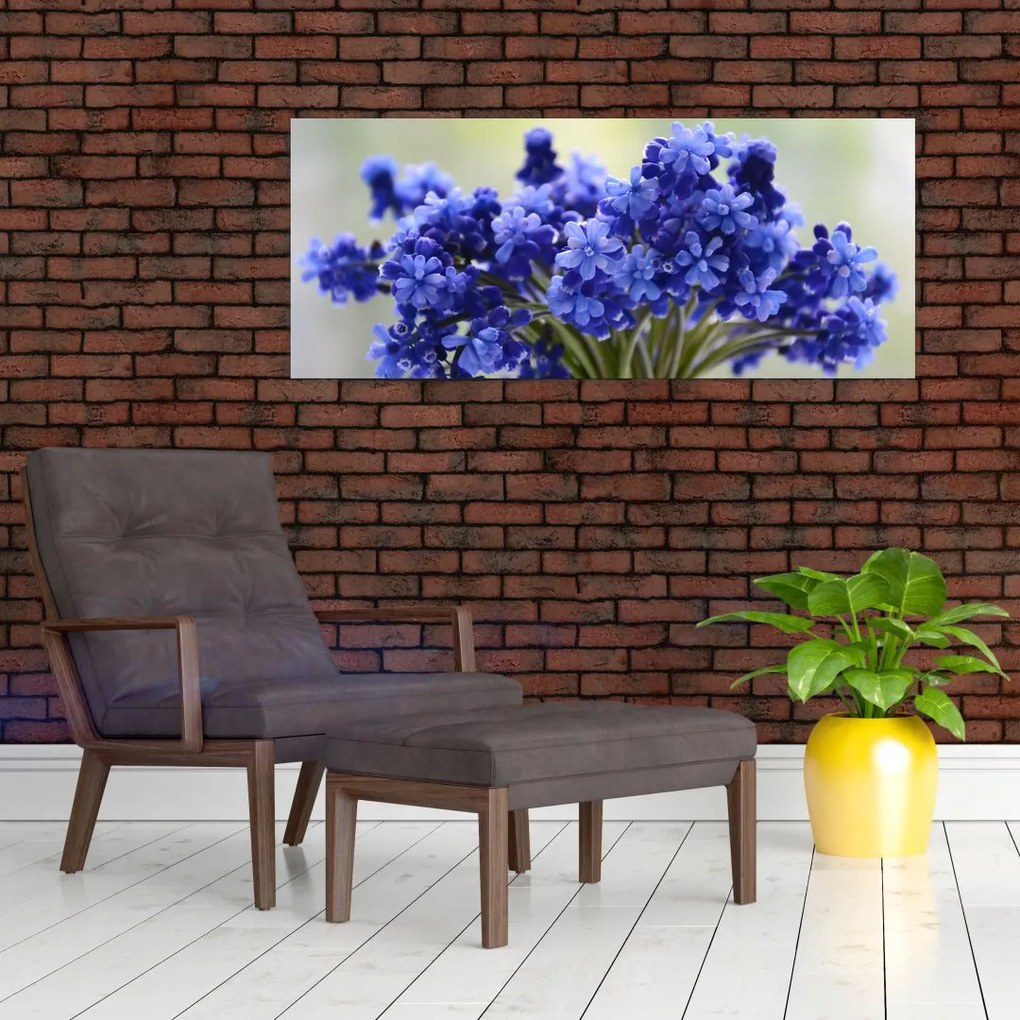 Tablou buchet cu flori albastre (120x50 cm)