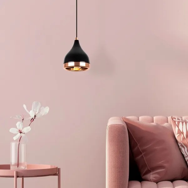 Pendul pe cablu YILDO 1xE27/40W/230V, negru/cupru