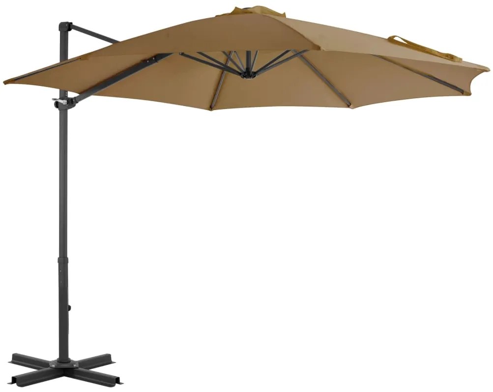 vidaXL Umbrelă suspendată cu stâlp din aluminiu, gri taupe, 300 cm