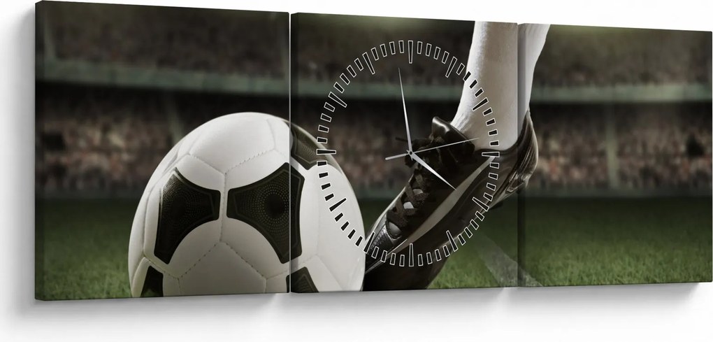 Tablou - Minge de fotbal (cu ceas) (90x30 cm)