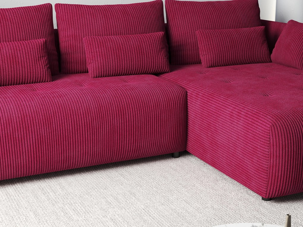Colțar extensibil dumonde cu ladă de depozitare si sezut confortabil din spuma high-density, Malta Zoom Red II 235x185 cm
