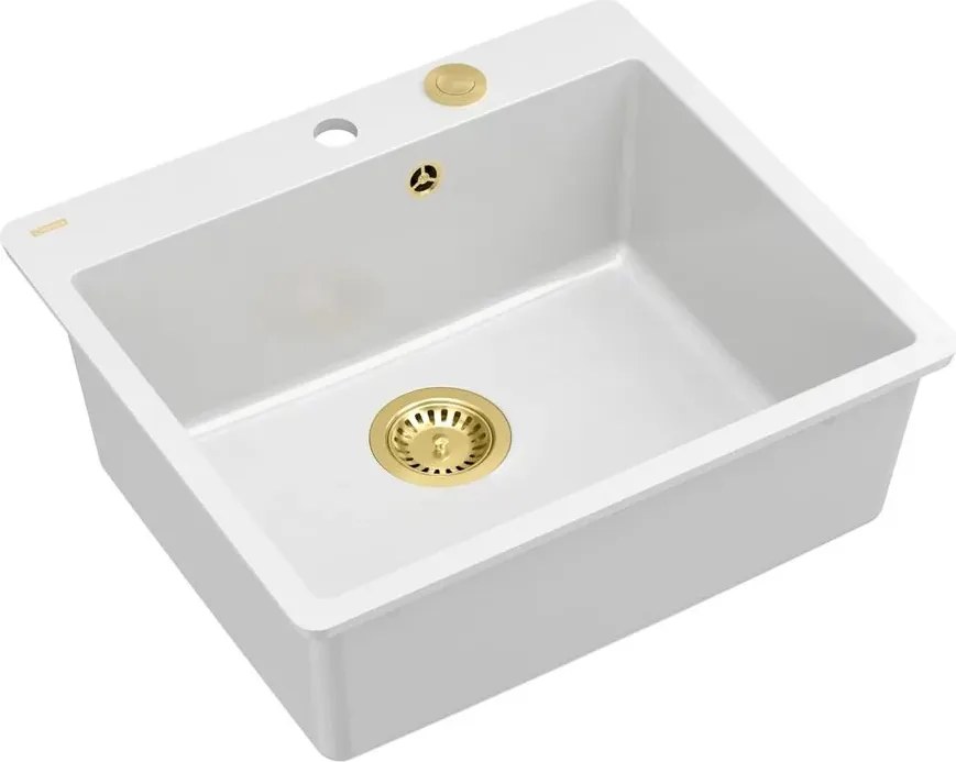 Chiuveta compozit Quadron Unique Morgan 110 alb - auriu 57x50 cm