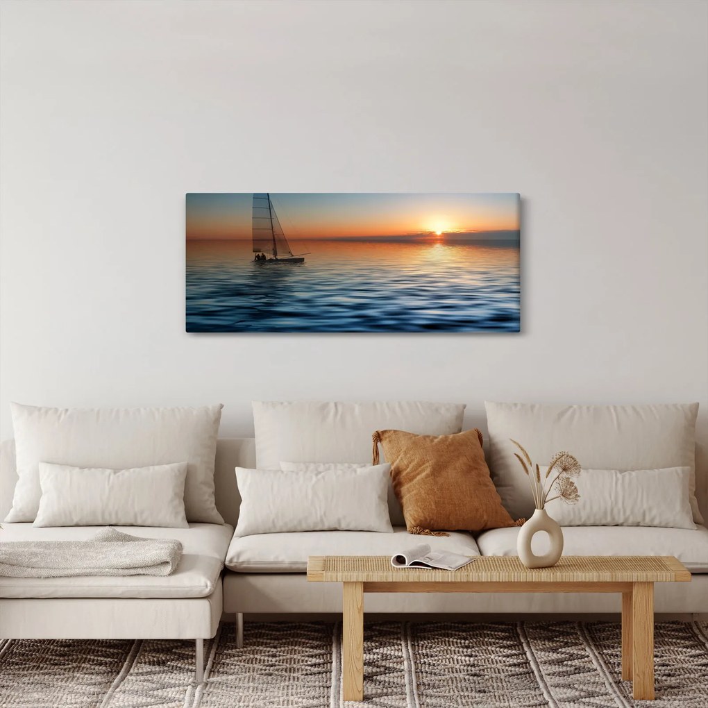Tablou - Bărci cu vele pe mare (120x50 cm)