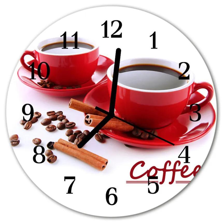 Ceas de perete din sticla rotund Ceașcă de cafea Alimente și băuturi Red