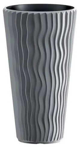Ghiveci decorativ de flori, rotund, inalt, gri, 29.7x53.1 cm, Sandy