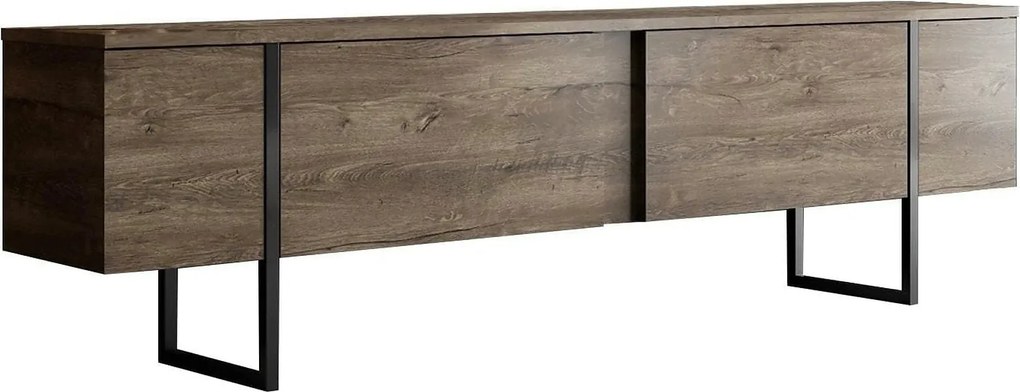 Comoda TV Luxe, nuc/negru, PAL/metal, 180x30x50 cm
