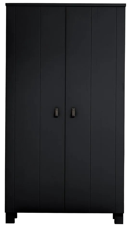 Șifonier negru din lemn de pin 111x202 cm Ties – WOOOD