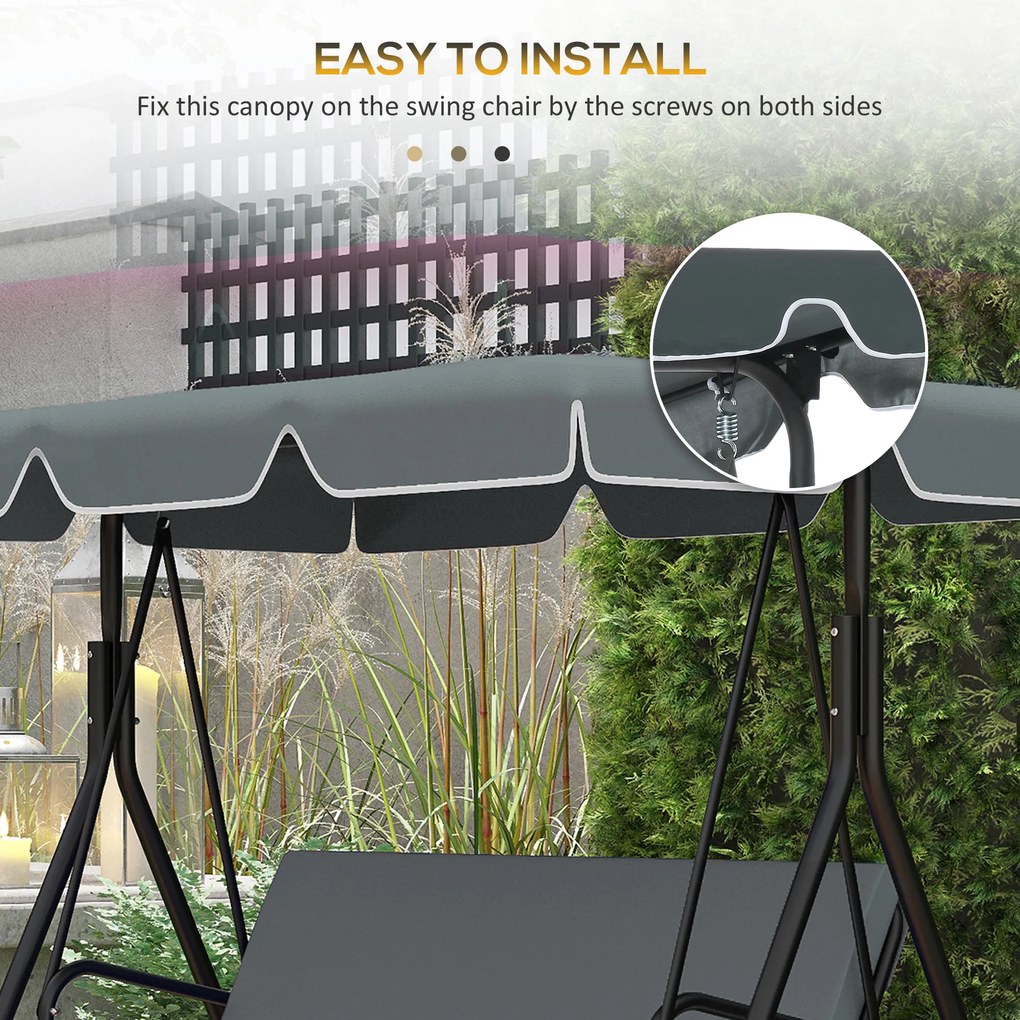 Copertina de Rezerva pentru Balansoar Outsunny, 2 Locuri, Cadru Tubular, Gri Inchis | Aosom Romania