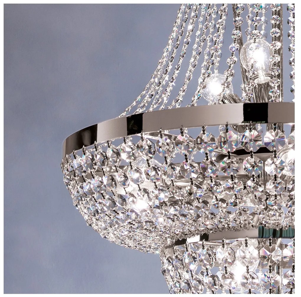 Lustra suspendata cristal Schöler design de lux Sheraton 70cm, chrome