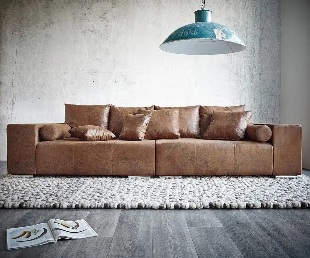 Canapea extensibilă dumonde cu ladă de depozitare si sezut confortabil din spuma high-density, Marbela Madagaskar Brown XXL 295x100 cm