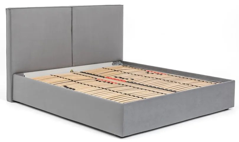 Pat matrimonial gri tapițat cu spațiu de depozitare cu somieră 180x200 cm Thessa Bold – Bonami Selection
