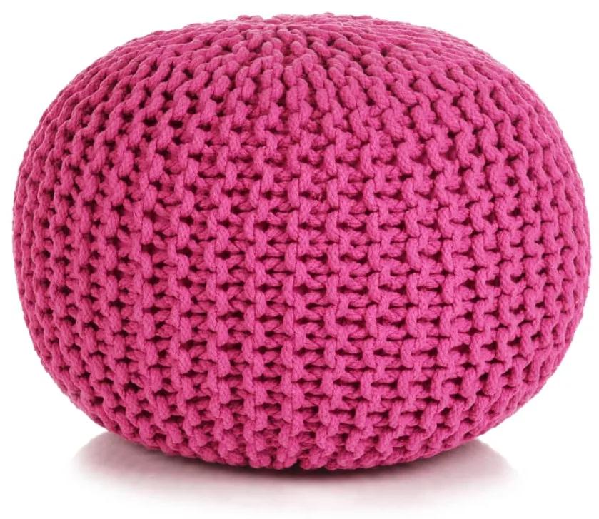 Puf tricotat manual, bumbac, 50 x 35 cm, roz Roz