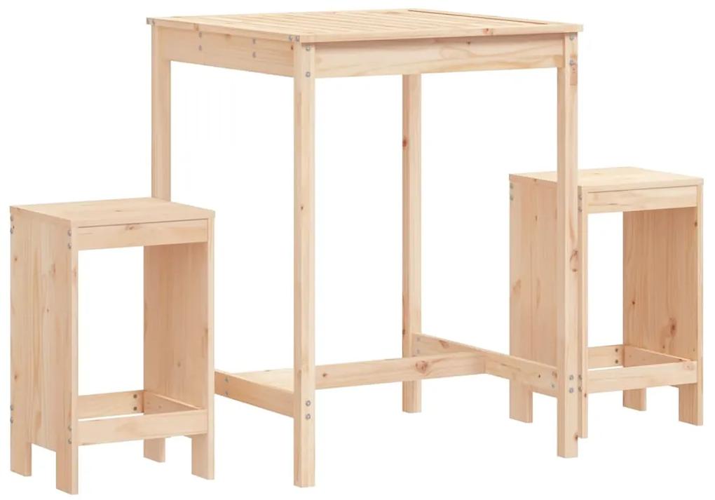 3157733 vidaXL Set mobilier de bar, 3 piese, lemn masiv de pin