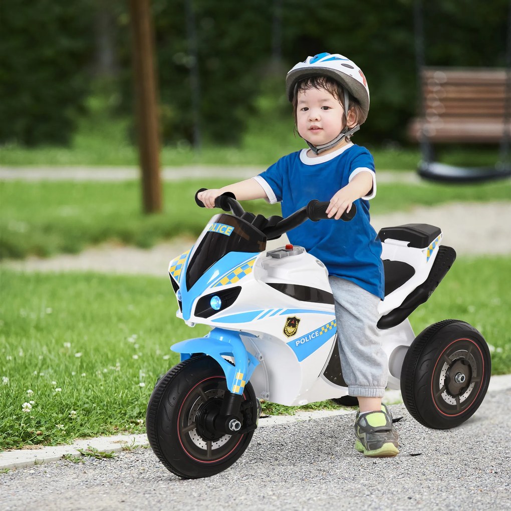 HOMCOM Motocicletă pentru Copii 18-36 Luni cu 3 Roți, Muzică și Faruri, 74x39x48 cm, Albastru Deschis | Aosom Romania