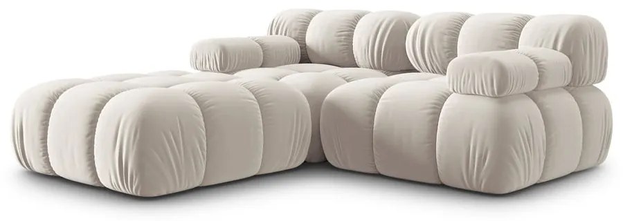 Colțar modular bej cu tapițerie din catifea (cu colț variabil) Bellis – Micadoni