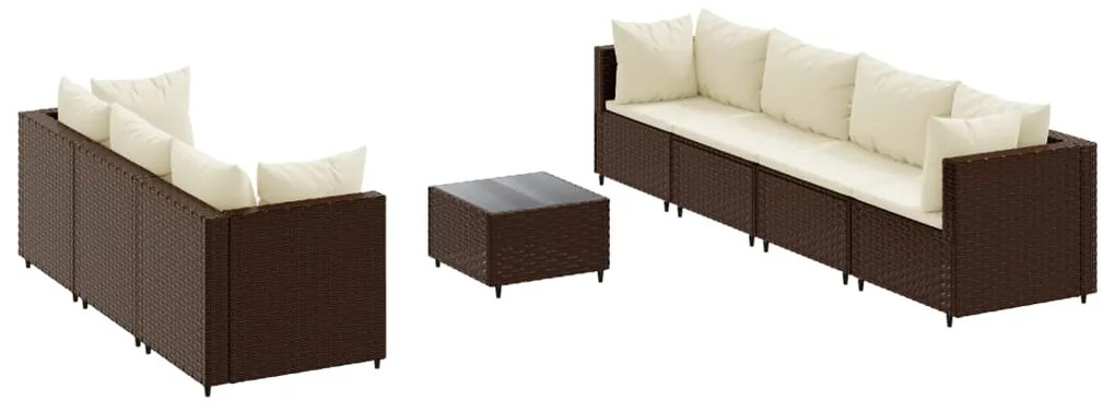 3308033 vidaXL Set mobilier de grădină cu perne, 8 piese, maro, poliratan