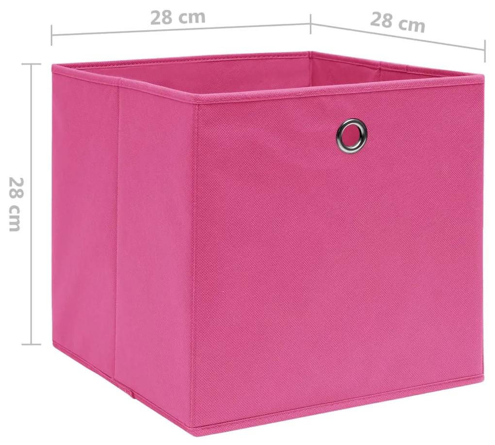 Cutii depozitare, 10 buc., roz, 28x28x28 cm, material netesut 10, Roz, 1, 1