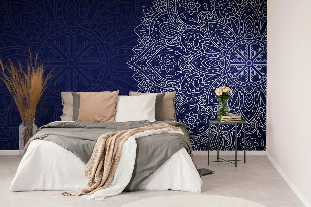 Tapet Mandala albastru închis
