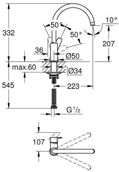 GROHE START 31233001 - baterie pentru chiuvetă, crom lucios