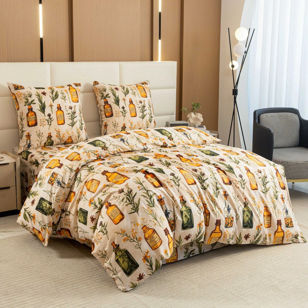 Lenjerie de pat din microfibra APOTHECARY crem Dimensiune lenjerie de pat: 2 buc 70 x 90 cm | 200 x 220 cm