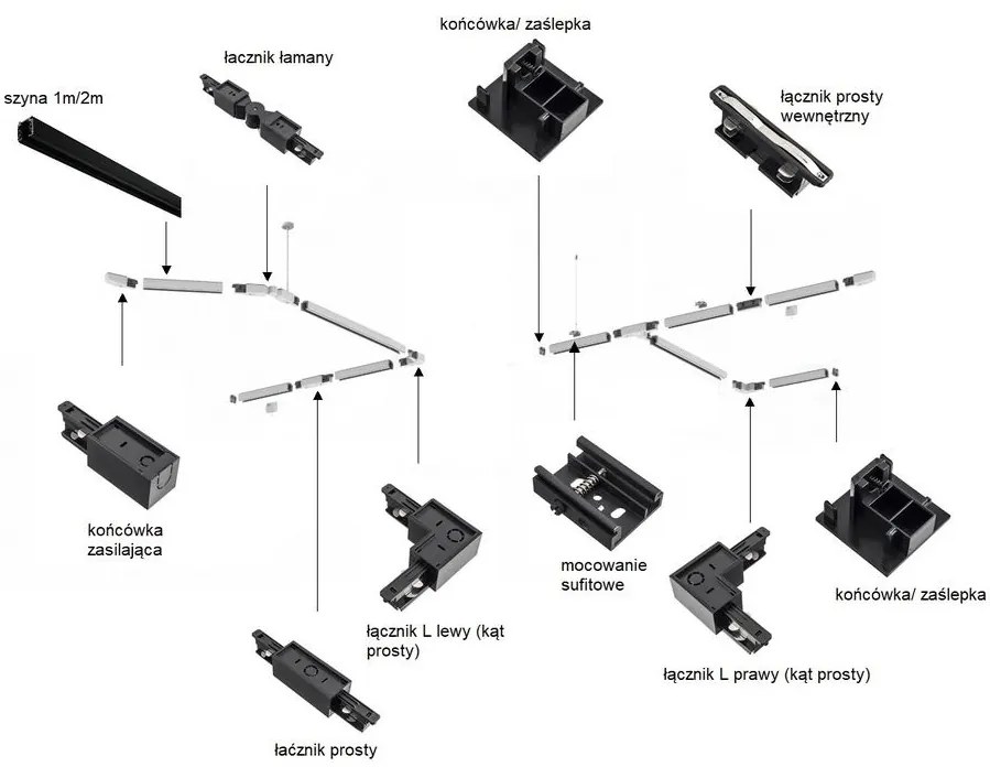 Spot LED pe sina ELBRUS auriu / Accesoriu pentru sinele trifazate ARGON T-RACK