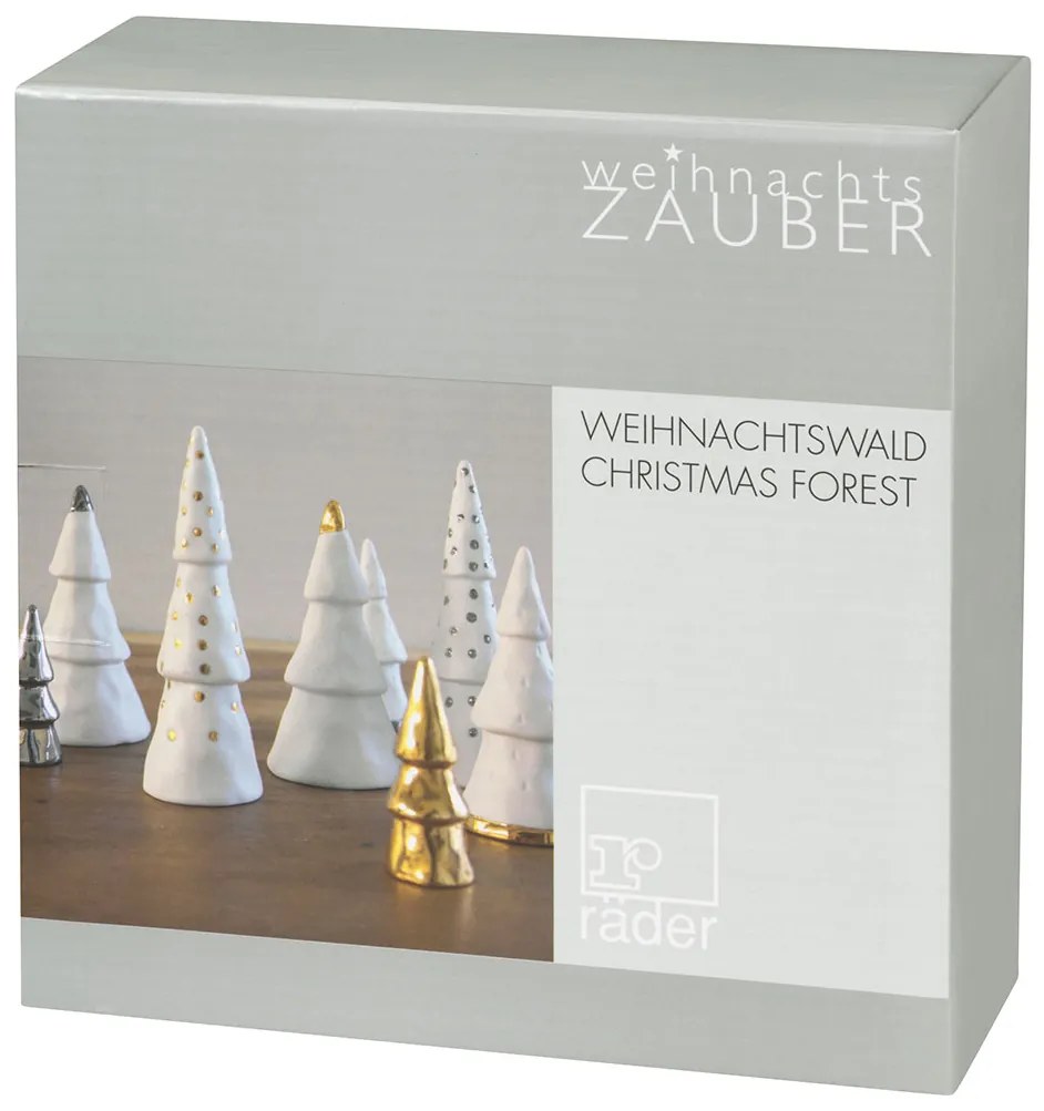 Set de portelan WINTER FOREST in culoare argintie, 4 buc.