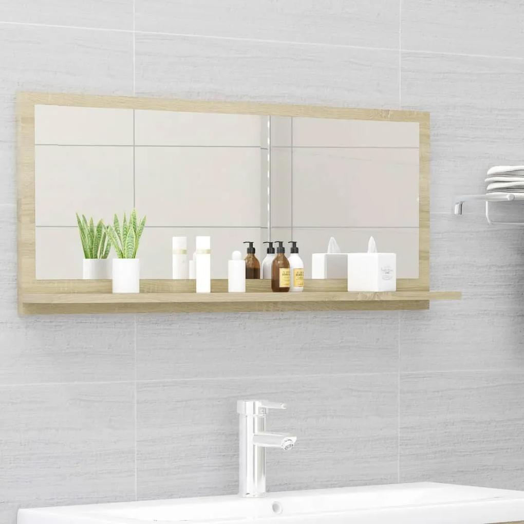Oglinda de baie, stejar sonoma, 90 x 10,5 x 37 cm, PAL Stejar sonoma, 90 cm