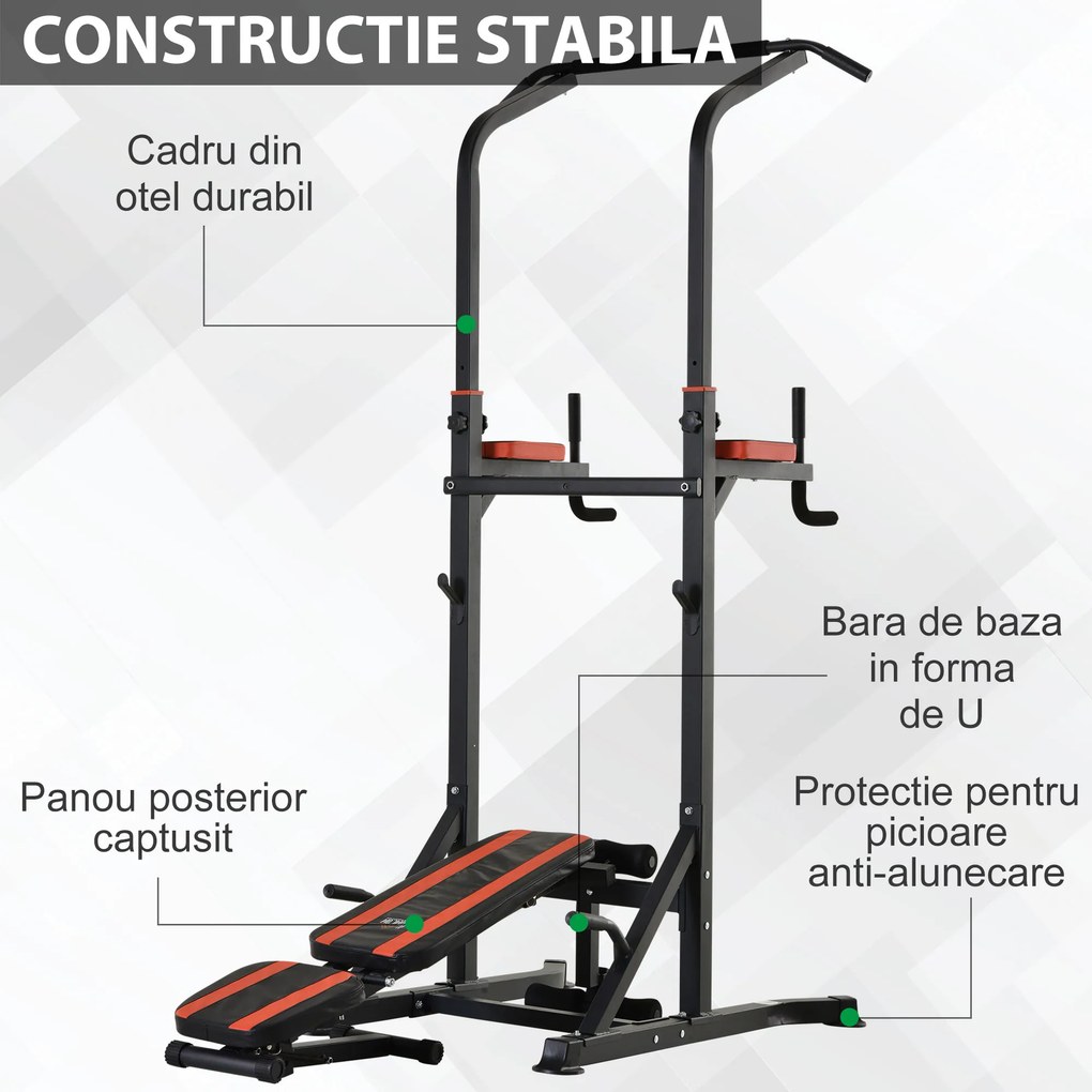 Aparat pentru sport pentru multe tipuri de exercitii, 92x178x200-236cm rosu HOMCOM | Aosom Romania