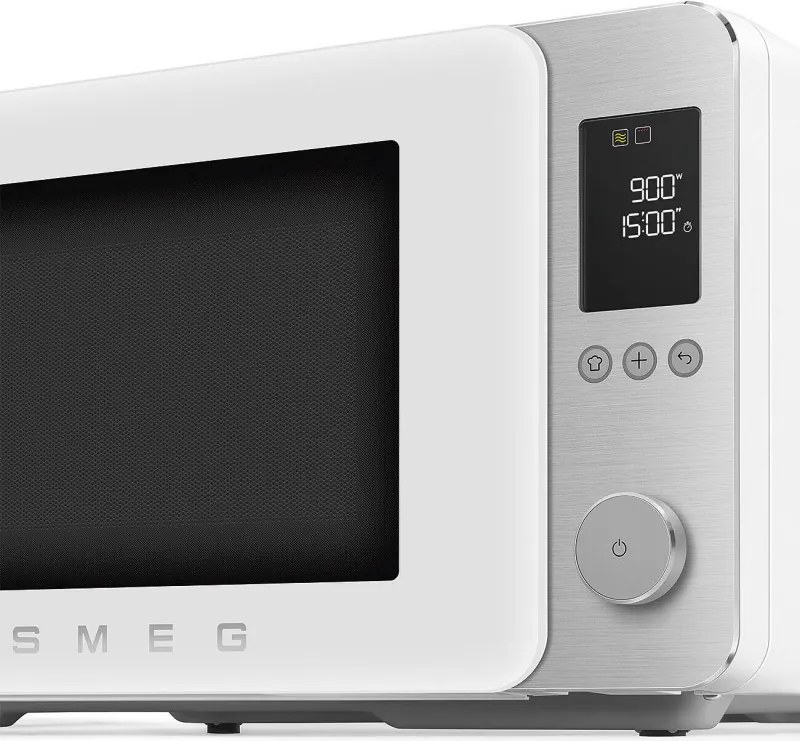 Cuptor cu microunde combinat cu aer cald SMEG Collezione MOC02WHMEU, 900 W, 27 l, 25 de programe, închidere lină, setări personalizate, alb mat