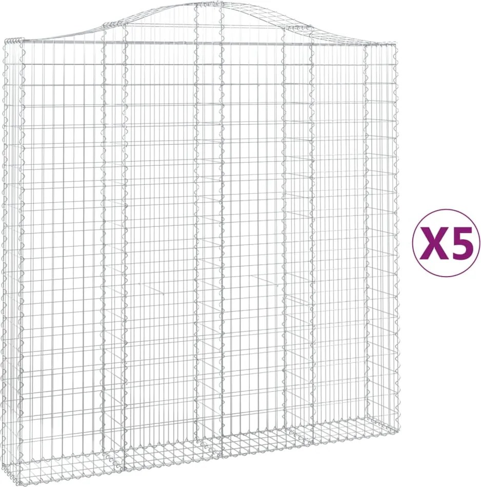vidaXL Coșuri gabion arcuite 5 buc. 200x30x200/220 cm fier galvanizat