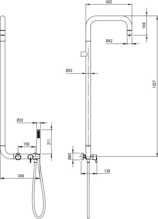 SILIA Coloana de duș cu efect de ploaie NQS_D4XM Finisaj: titan