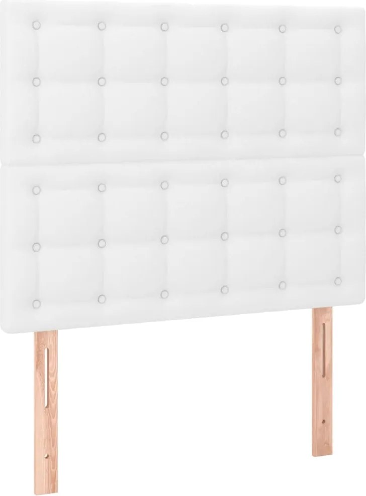 vidaXL Tăblie de pat albă 100x5x118/128 cm piele ecologică