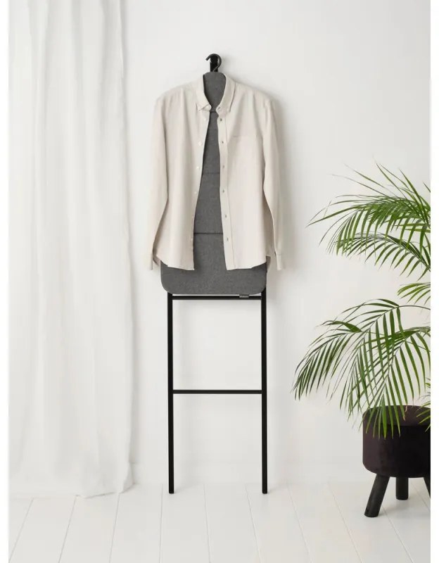 Suport multifunctional pentru haine Brabantia Linn 1008927, 3 tije, Parte ovala pentru sacou, Rezistent la coroziune, Negru