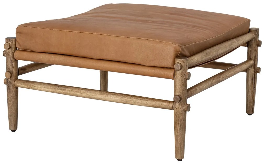 Taburet din piele de bivol și lemn de mango, natur, L84 cm, Aysia