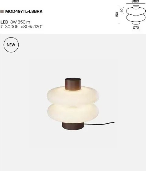 Mini Lampa de masa LED metal maro, sticla Nuvem